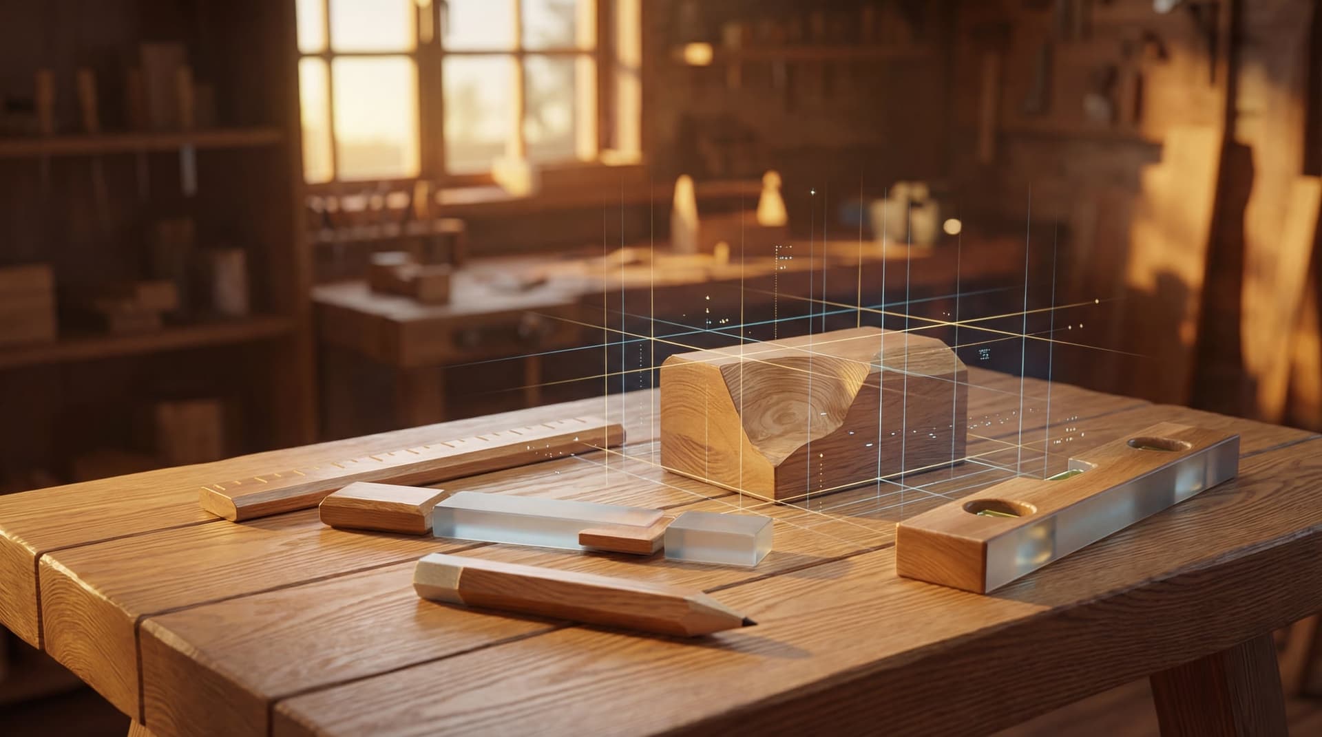 Abstrakte Visualisierung von Handwerk trifft Digitalisierung