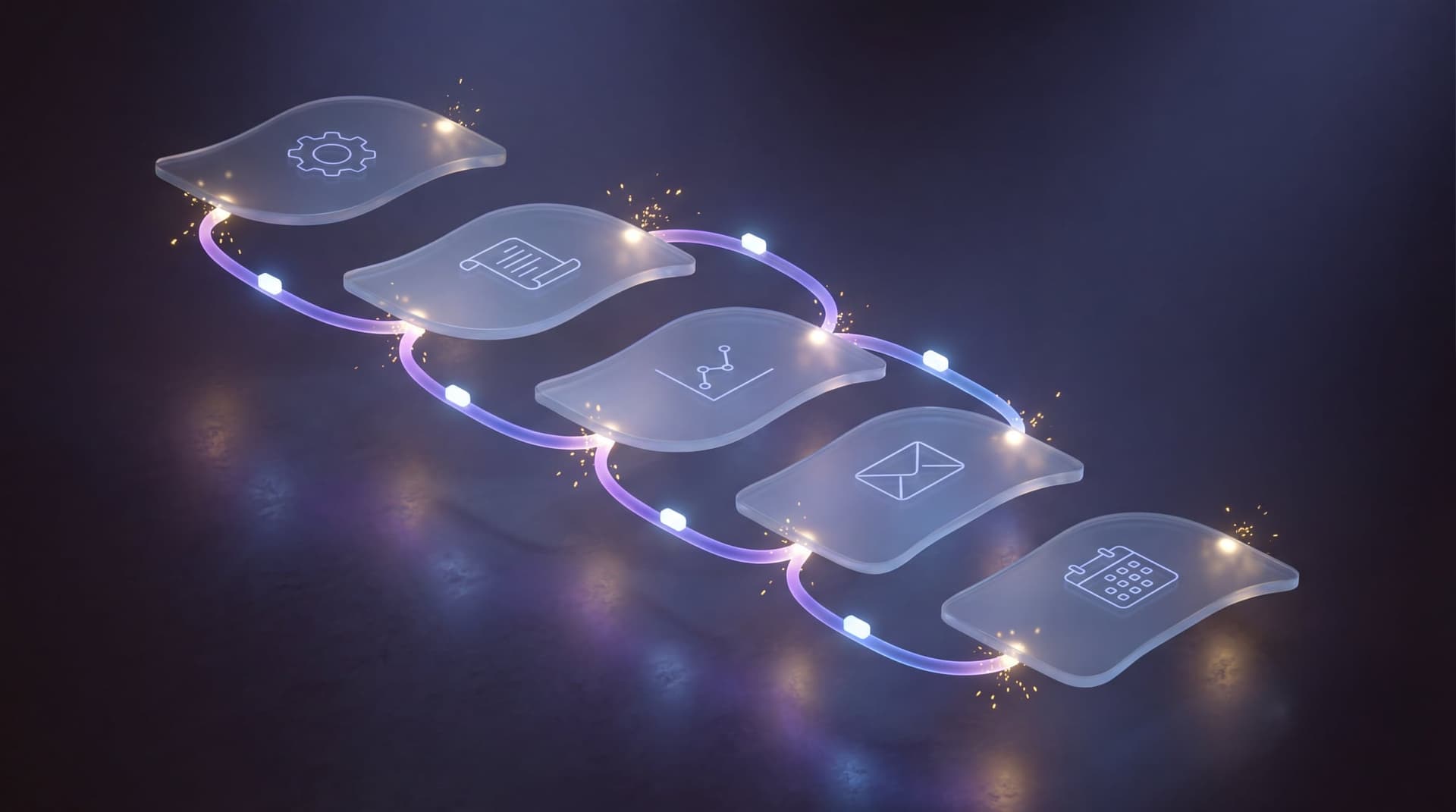 Abstrakte Visualisierung von Workflow-Automatisierung und KI-Prozessen