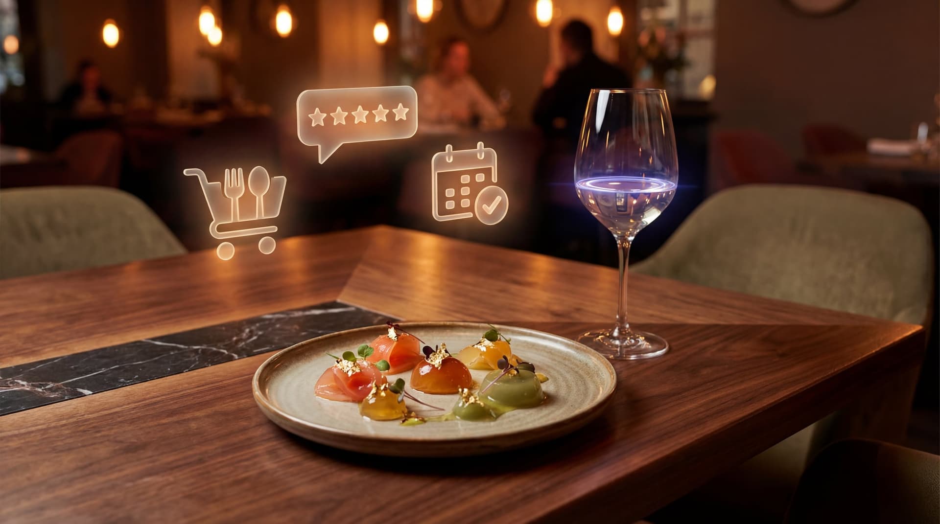 Warmes, einladendes abstraktes Restaurant-Ambiente